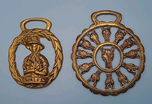 Due medaglioni cavallo ottone