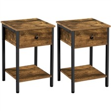 Set di 2 Comodini da Camera da letto Tavolini da Salotto in legno MDF e Metallo