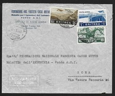 Copertine Eritrea Italiana 1940 Copertina Posta Aerea Addis Abeba a Roma