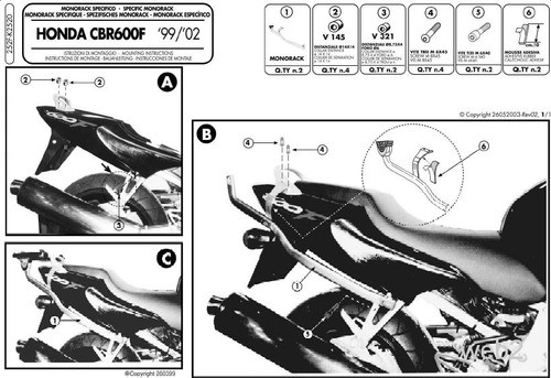 Telaio topcase kappa honda cbr - topcase,
