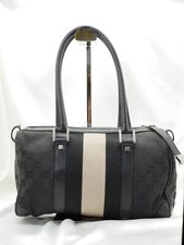 Borsa Gucci originale GG tela linea Sherry nera bianca borsa da viaggio bosto...