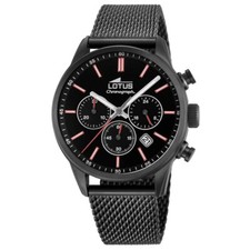 Reloj Lotus Chrono Hombre Esfera negra brazalete malla negro 18700/1