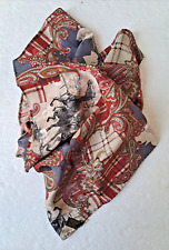 sciarpa donna 100% seta made in italy 130x33 cm fantasia disegni con cavalli
