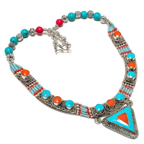 Collana turchese corallo - , rosso