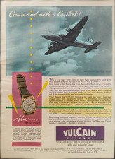 VULCAIN OROLOGIO CRICKET Pubblicita' 1 pagina 1956 originale SWISSAIR