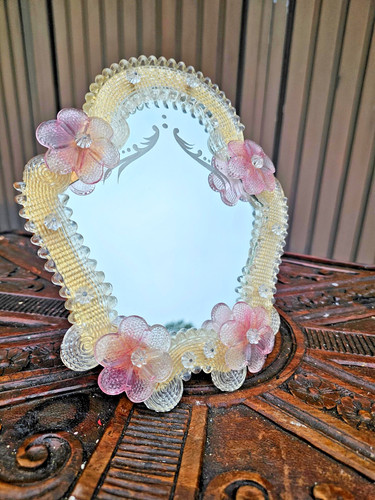 Specchio trucco fiori rosa - specchio,