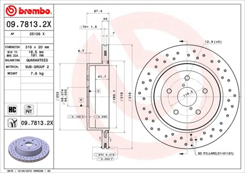 Brembo 7813 disco - disco, freno