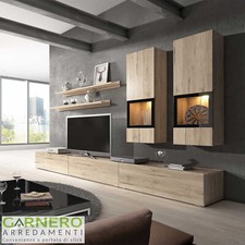 Parete attrezzata credenza 270X176cm rovere nero EMOTION GIHOME®