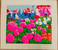 ATHOS FACCINCANI GRANDE SERIGRAFIA PAESAGGIO COLORI FIRMA NUMERO MATITA ARTE ITA