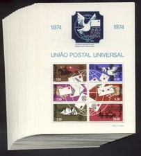 INGROSSO: 100 x PORTOGALLO blocco 15: 100 anni Unione postale mondiale (UPU), (1974), ME =