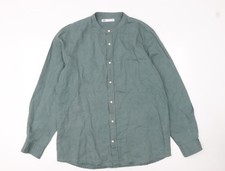 ZARA Camicia Uomo Verde Lino
