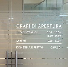 ADESIVO NEGOZIO VETRINA ORARI