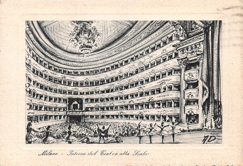 Cartolina milano teatro alla - milano,