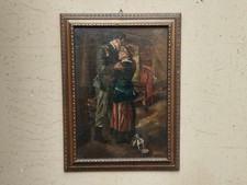 ANTICO QUADRO DIPINTO OLIO SU TELA L'ADDIO R.A.SARDA DI G.BERGER 1754-1822 Leggi