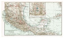 MESSICO Stampa Mappa Antica