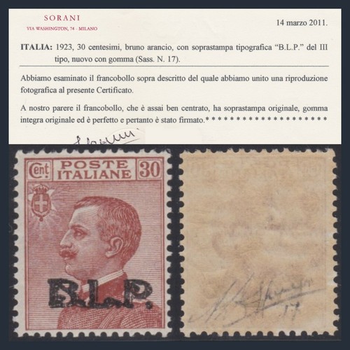 Italia regno 1923 c 30 - b.l.p.,