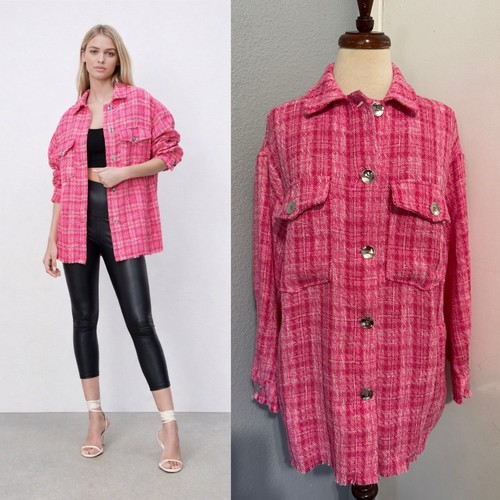 Giacca camicia zara rosa tweed - camicia,
