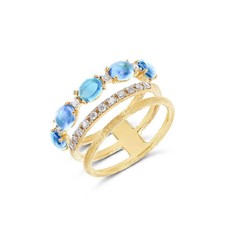Nanis Anello Dancing in The rain AZURE Oro 18kt, diamanti e Topazio london blu
