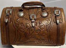 Valigetta/borsa da medico vintage LRG American West in pelle lavorata 14Hx19,5Wx11,5D