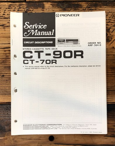 Pioneer 70r 90r manuale - pioneer, ct-70r