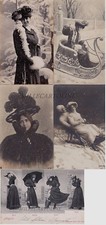 DONNE e Coppie: 5 cart. fotografiche anni '10 con Effetto Neve