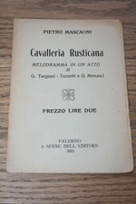 Pietro Mascagni Cavalleria Rusticana Targioni Tozzetti Menasci Libretto 1910
