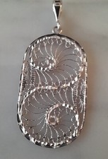 PENDENTE CIONDOLO SPIRALE FILIGRANA ARGENTO 925 CHARM CON PUNZONE