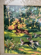 Quadro ricamato a mano mezzo punto scena di caccia