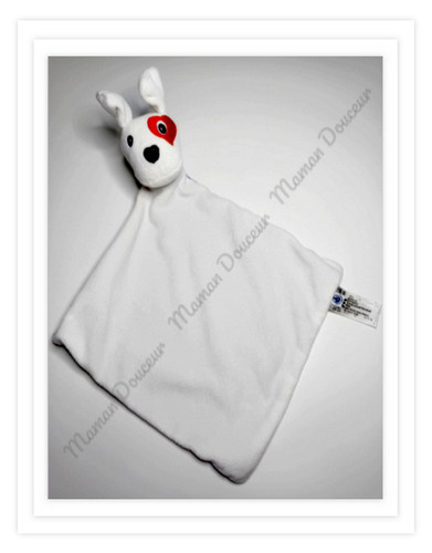 Doudou plat chien blanc noir - blanc,