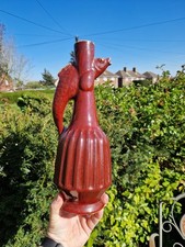 Enorme raro antico/vintage vaso cinese Qing 14" forma insolita koi manico carpa