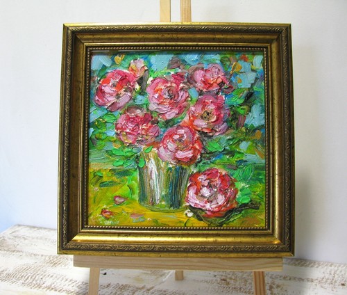 Rose rosa dipinto olio - dipinto,