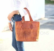 Borsa a tracolla donna 16" vintage in pelle cerata per shopping borsa fatta a...