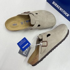 Scarpe zoccoli Birkenstock Boston plantare morbido pelle scamosciata tortora donna e uomo
