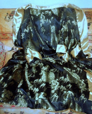 KIMONO VESTAGLIA UNISEX DOUBLE FACE DRAGONI CINESI RASO BLU NOTTE E ORO.