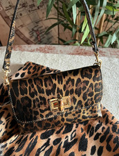 Borsa, borsetta mini bag donna vera pelle animalier leopardata con foulard
