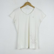 Maglia Adidas Taglia M Donna Logo Comodo Cotone Pratico Tinta Unita Bianco Woman