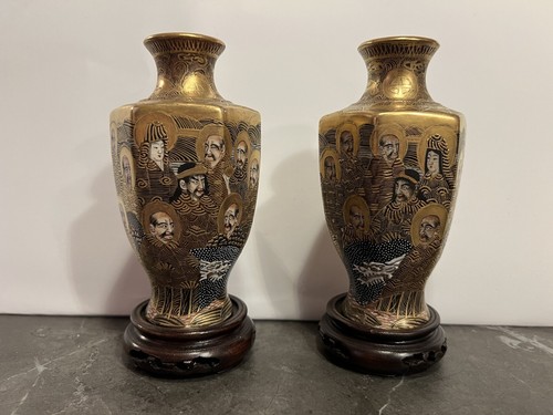 Satsuma vase pair meiji - meiji, japan