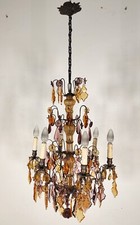 ANTICO LAMPADARIO Liberty epoca 1900 MARIA TERESA GOCCE VETRO BOEMIA GLASS LAMP