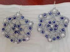 orecchini al chiacchierino con perle e cristalli realizzati a mano colore argent