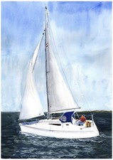 Dipinto di uno yacht Jeanneau