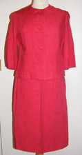 Tuta gonna lino vintage anni 60 Modette made in Italy rosa cerise taglia 8-10 UK