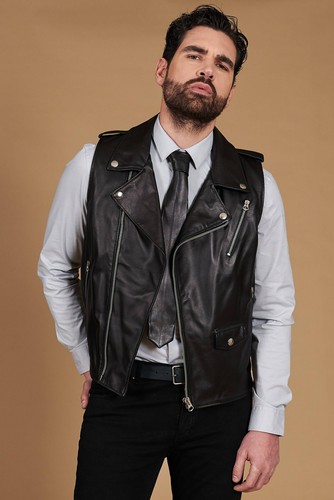 Chiodo gilet pelle nera - chiodo,