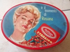 Scatola di latta metallo Pubblicitaria caramelle Rossana Perugina da collezione 
