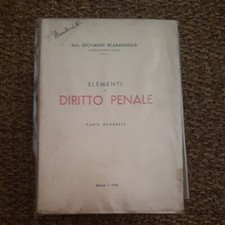 Libro 1940 Roma Elementi di diritto penale parte generale Scarangella Giovanni