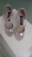 SCARPA DA BALLO DONNA SALSA LATINO TANGO IN GLITTER ARGENTO 