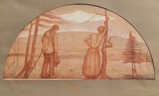 Gino Pancheri ( Trento  1905 -1943 )"Ave 1927",pastello su cartoncino cm 30 x 60