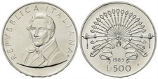 500 e 1000 Lire ARGENTO COMMEMORATIVE da 1970 al 2001 FDC