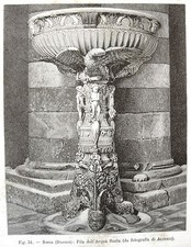 stampa antica SIENA DUOMO PILA