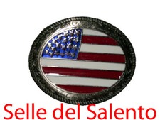 Fibbia western bandiera USA americana country cowboy