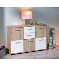 Inter Link Mobile Multiuso Rovere Bianco 5 Ante 2 Cassetti Elvezia - 115x30x77 c